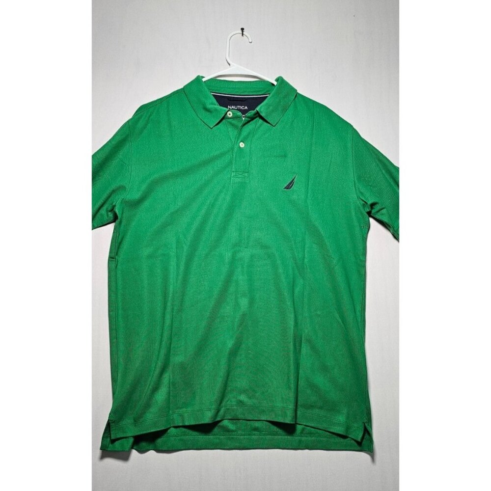 Nautica Deck Polo Shirt Men’s Large Solid Green Short Sleeve New Without Tag
